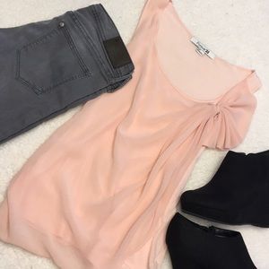 Blush tank with bow detail